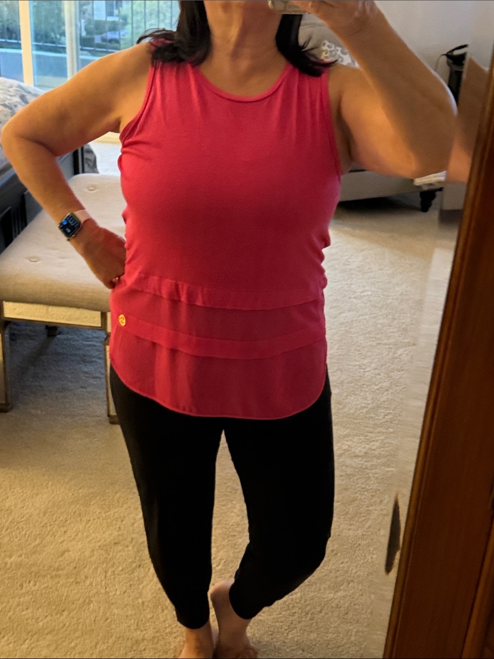 Michael Kors Hot Pink Layered Hem Sleeveless Top